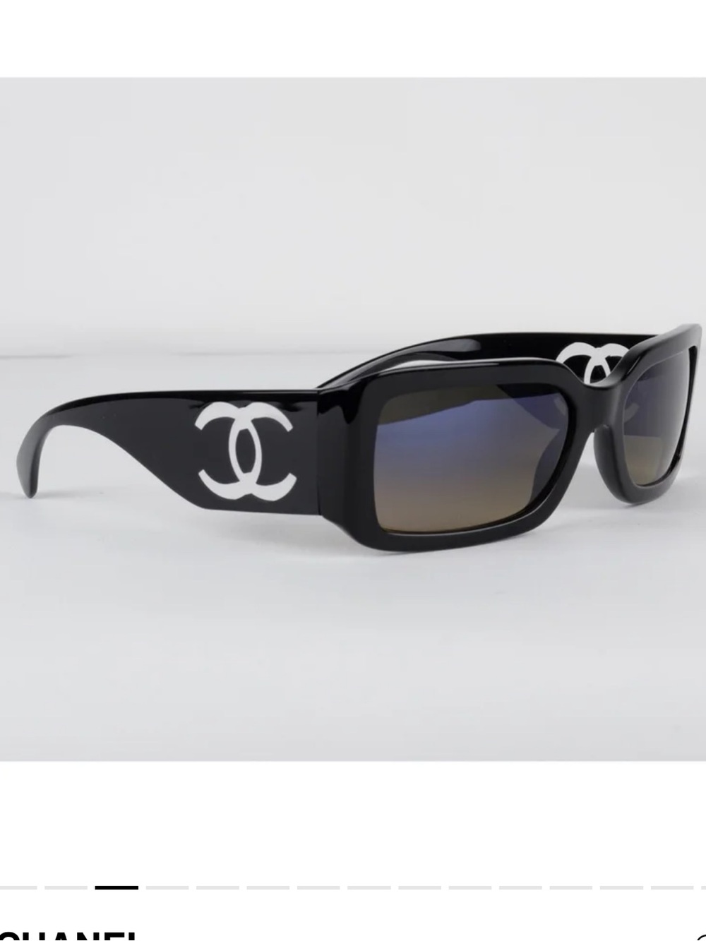 CHANEL Black Sunglasses with White CC Logos